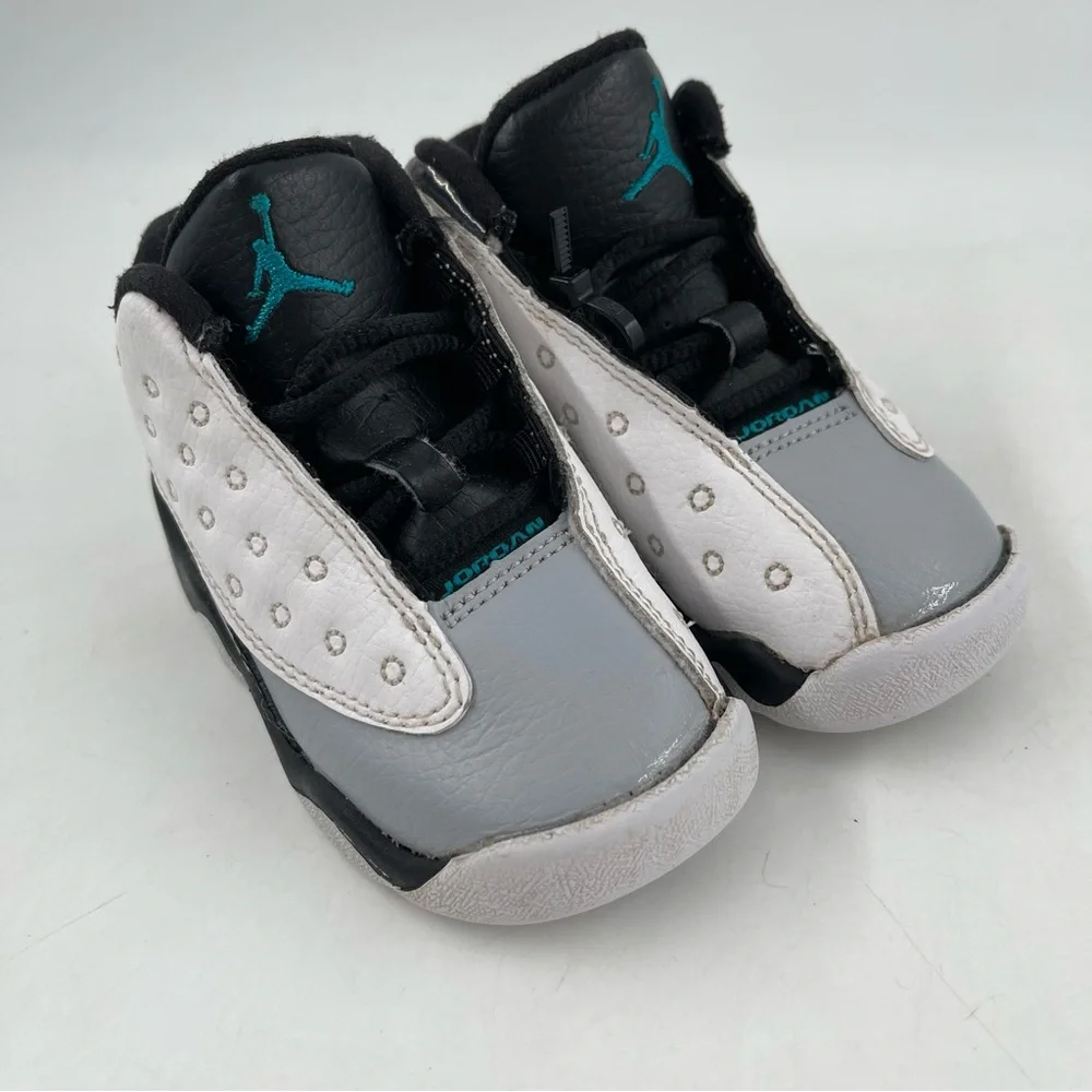 Nike Unisex Kids Air Jordan Retro 13 XIII Baron-Size 5 C -White Black 414581-115